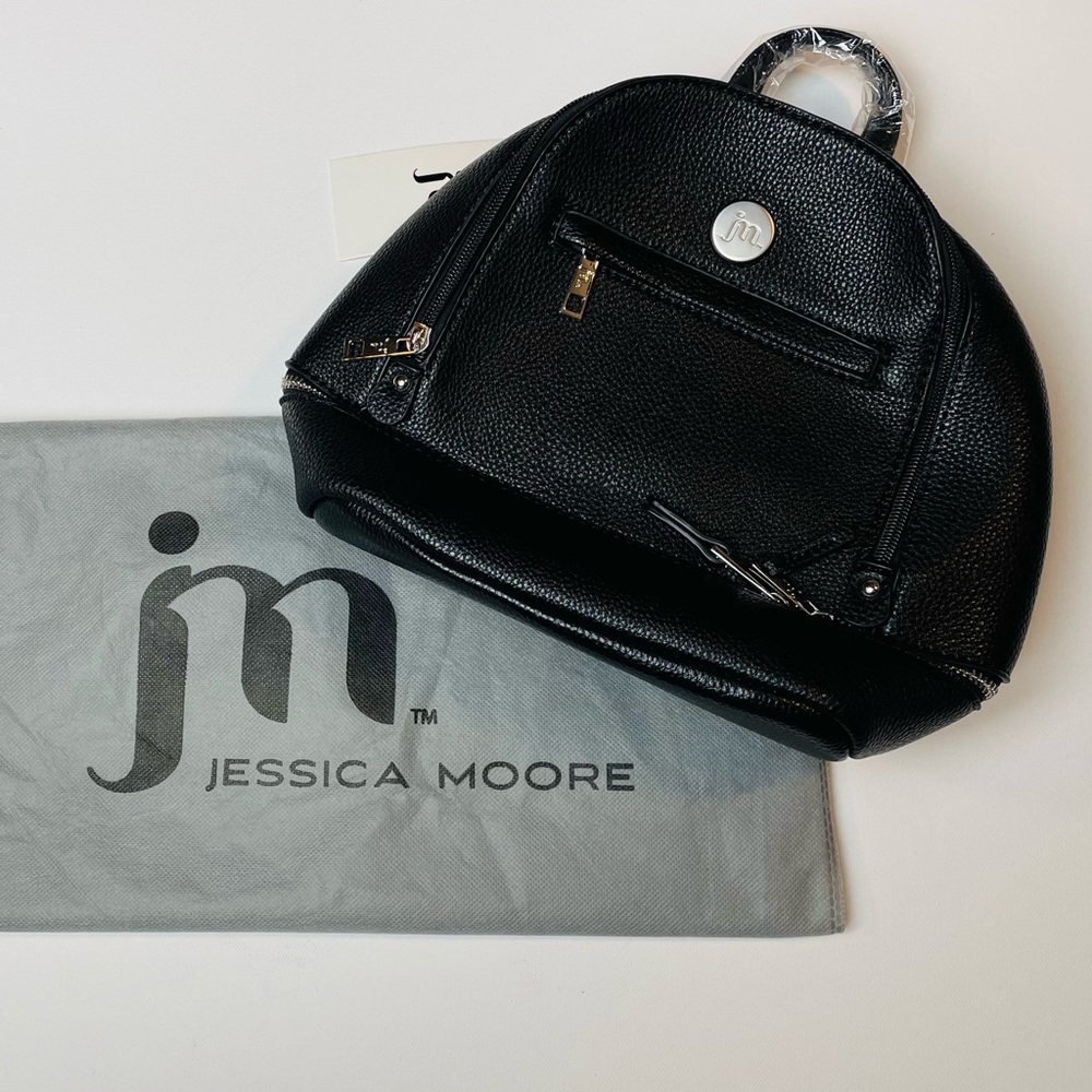 Jessica Moore Women's Beautiful Cute Classic Black Mini Backpack with Bag